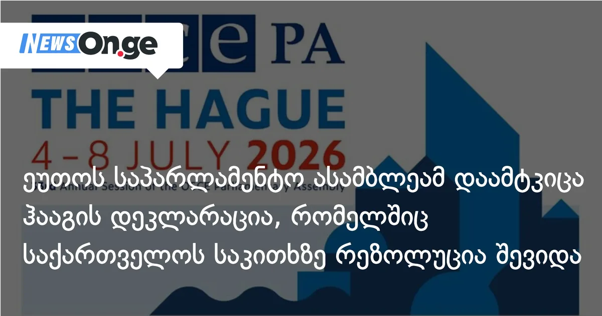 ეუთოს საპარლამენტო ასამბლეამ დაამტკიცა ჰააგის დეკლარაცია, რომელშიც საქართველოს საკითხზე რეზოლუცია შევიდა