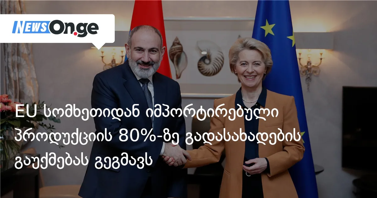 EU სომხეთიდან იმპორტირებული პროდუქციის 80%-ზე გადასახადების გაუქმებას გეგმავს