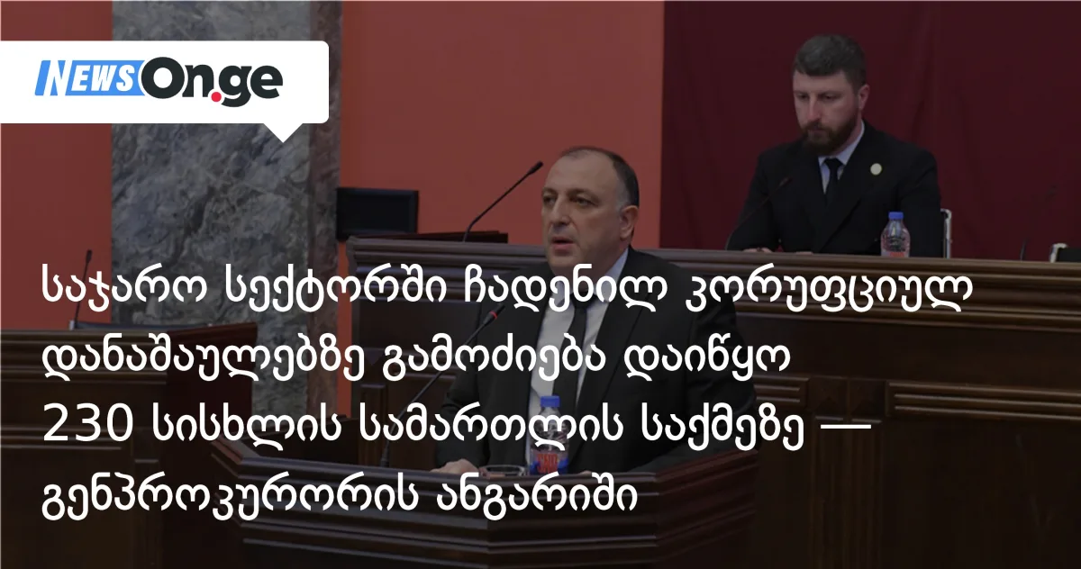 საჯარო სექტორში ჩადენილ კორუფციულ დანაშაულებზე გამოძიება დაიწყო 230 სისხლის სამართლის საქმეზე — გენპროკურორის ანგარიში