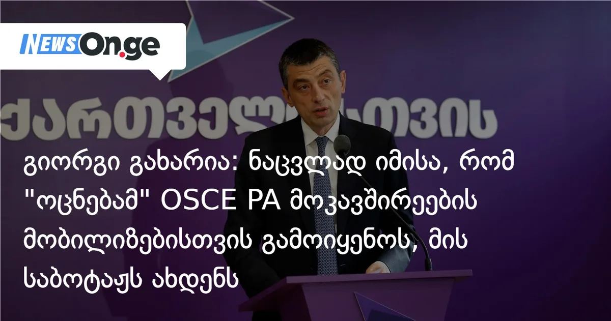 გიორგი გახარია: ნაცვლად იმისა, რომ ოცნებამ OSCE PA ჩვენი მოკავშირეების მობილიზებისთვის გამოიყენოს, მის საბოტაჟს ახდენს