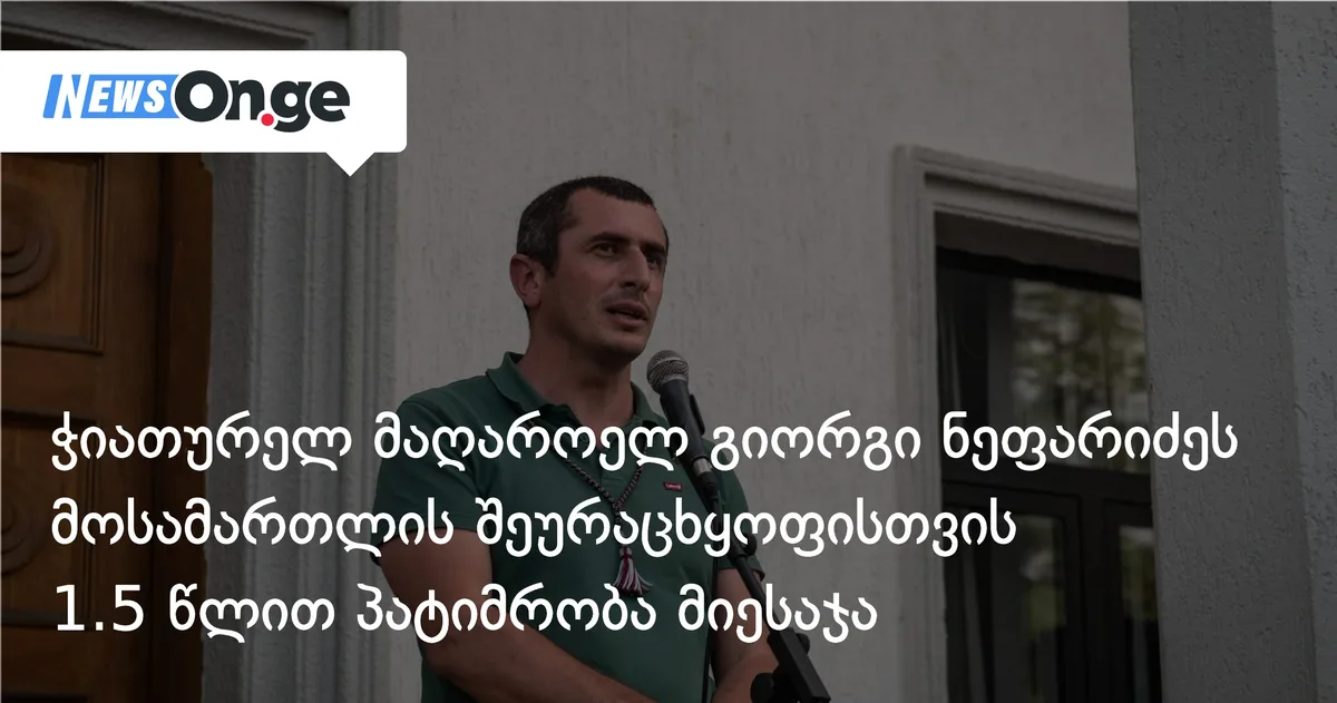 ჭიათურელ მაღაროელ გიორგი ნეფარიძეს მოსამართლის შეურაცხყოფისთვის 1.5 წლით პატიმრობა მიესაჯა