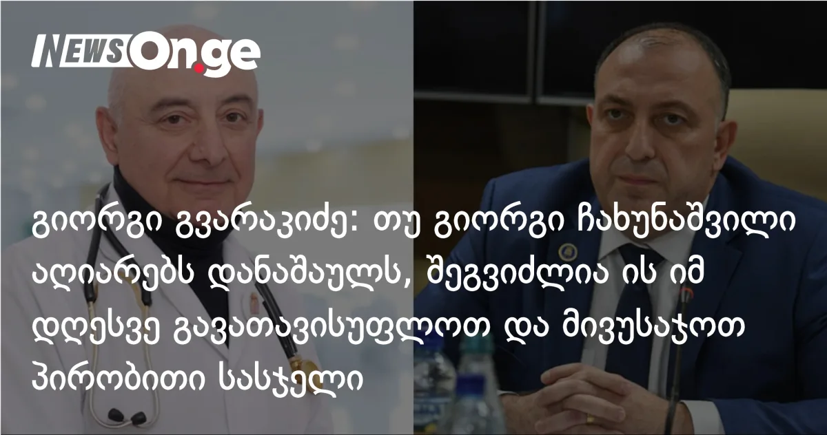 გიორგი გვარაკიძე: თუკი გიორგი ჩახუნაშვილი აღიარებს იმ დანაშაულს, რაც ჩაიდინა, შეგვიძლია ის იმ დღესვე გავათავისუფლოთ და მივუსაჯოთ პირობითი სასჯელი