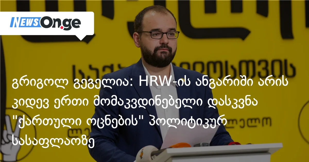 გრიგოლ გეგელია: HRW-ის ანგარიში არის კიდევ ერთი მომაკვდინებელი დასკვნა 