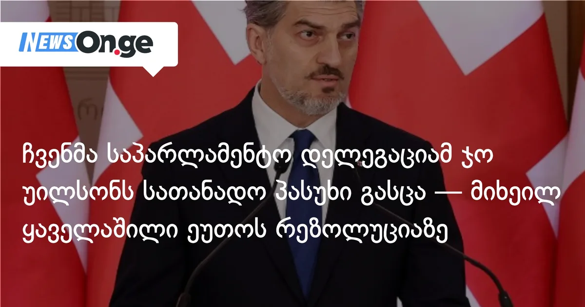ჩვენმა საპარლამენტო დელეგაციამ ჯო უილსონს სათანადო პასუხი გასცა — მიხეილ ყაველაშილი ეუთოს კრიტიკულ რეზოლუციაზე